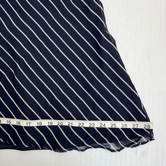 LAUNDRY Vintage Silk Chiffon Striped Dress Women 8 Navy Stripe - Picture 7 of 14